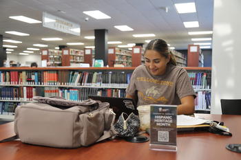 A student studying in the library